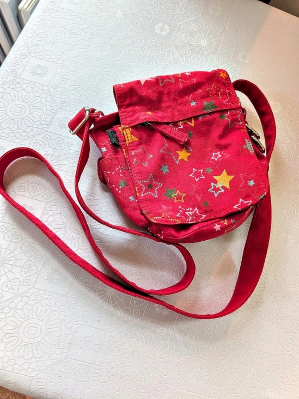 Star Print Crossbody Bag in Red